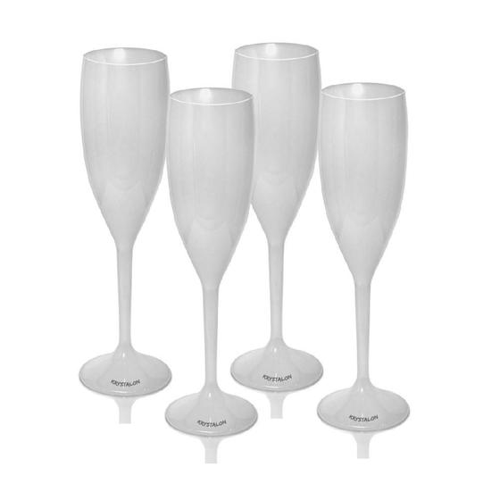 Imagem de Kit 4 Taças Champagne 170Ml Branco Acrílico