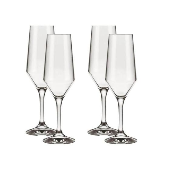 Imagem de Kit 4 Taças Champagne Cristal Buffet Vidro Liso 186 Ml Nadir