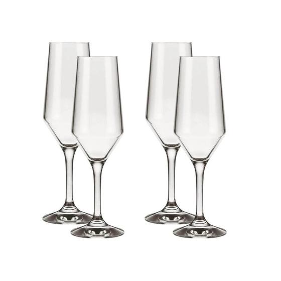 Imagem de Kit 4 Taças Champanhe Cristal Buffet Vidro Liso 186 ml Nadir