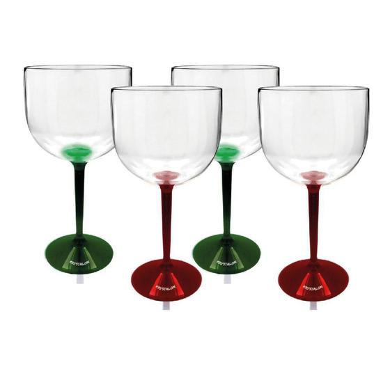 Imagem de Kit 4 Taças Gin Bicolor Verde E Vermelho Acrílico Ps