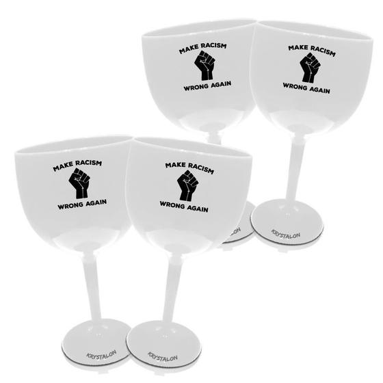 Imagem de Kit 4 Taças Gin Brancas Personalizadas Make Racismo Wrong