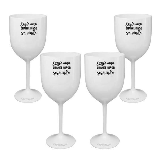 Imagem de Kit 4 Taças Vinho Brancas Acrílico Personalizadas