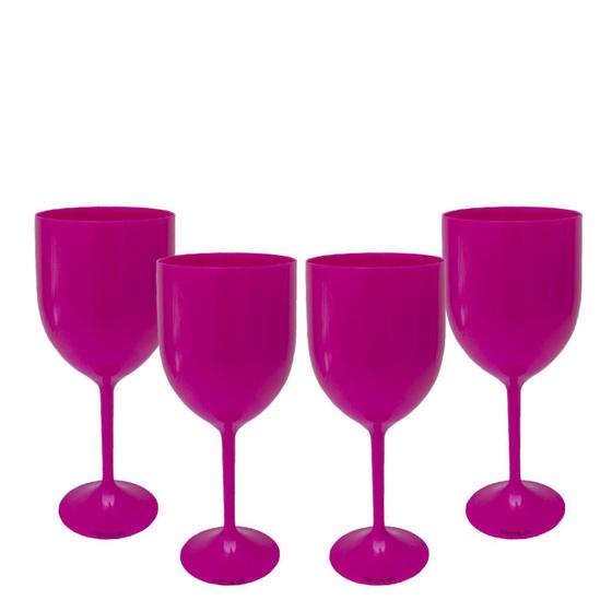 Imagem de Kit 4 Taças Vinho Rosa Acrílico