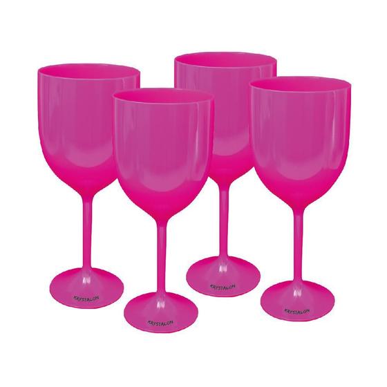 Imagem de Kit 4 Taças Vinho Rosa Acrílico Poliestireno