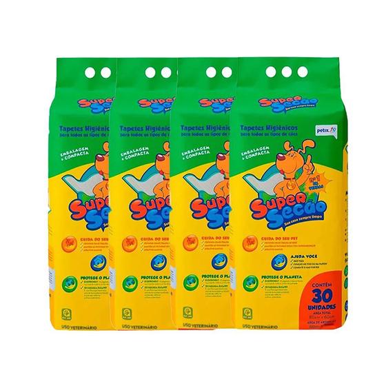 Kit 4 Tapete Higienico Cães Super Secao Petix C/30 Unidades Menor preço em Kit 4 Tapete Higienico Cães Super Secao Petix C/30 Unidades