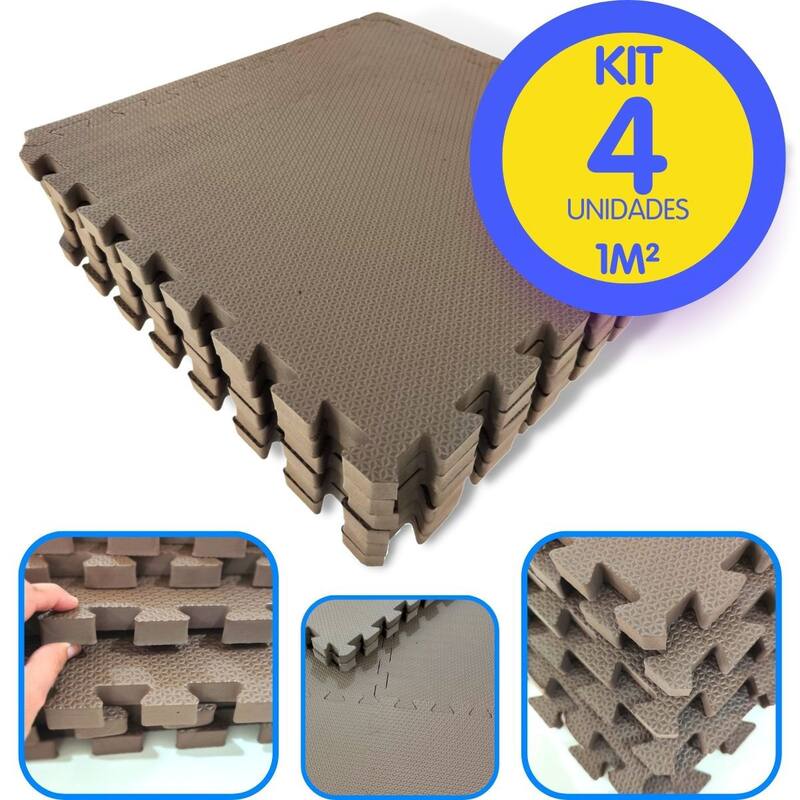 Kit 4 Tapete Infantil EVA Estilo Piso Tatame 50x50cm 20mm Grosso ...