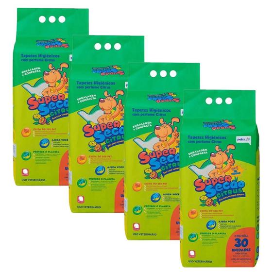 Kit 4 Tapetes Higiênicos Super Secão Petix CITRUS 80x60 30Un Menor preço em Kit 4 Tapetes Higiênicos Super Secão Petix CITRUS 80x60 30Un