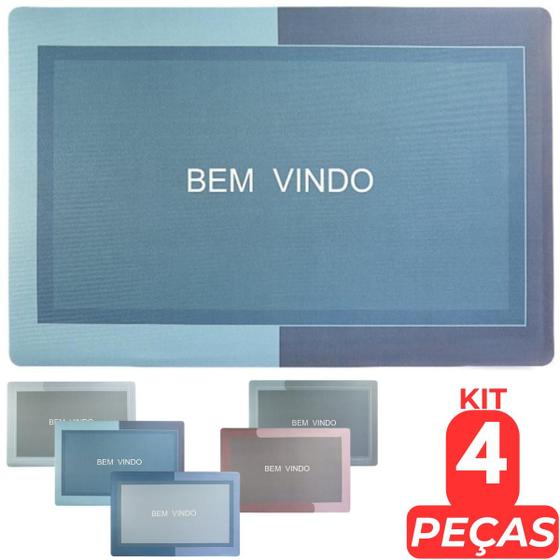 Imagem de Kit 4 Tapetes Mágico Ultra Antiderrapante Seca Pé Tamanho 60 x 38 cm Porta Entrada Cozinha Banheiro Saída Box Chuveiro