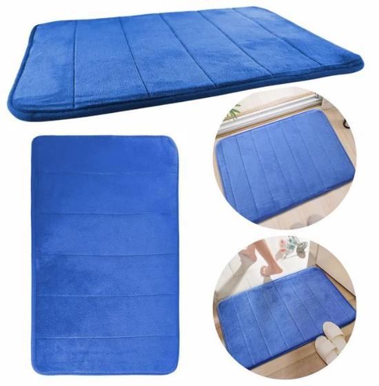 Imagem de Kit 4 Tapetes Soft P/Banheiro Antiderrapante 40x60cm - Azul