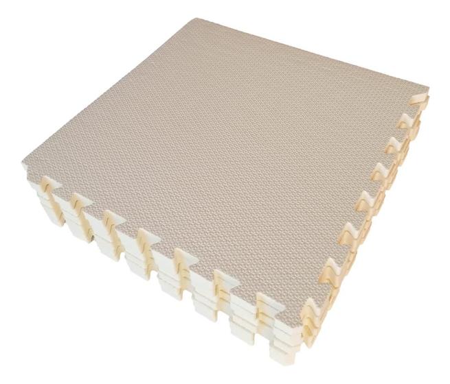 Imagem de Kit 4 Tatames Tapetes EVA 50x50x1cm 10mm Creme