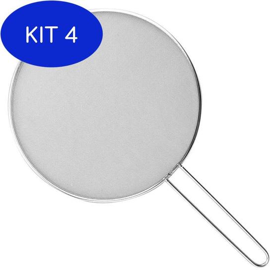 Imagem de Kit 4 Tela Anti Respingo Para Fritura Em Aço Inox 30 Cm Mimo