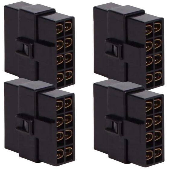 Imagem de Kit 4 Terminal Conector 8 Vias Trava Macho Fêmea Technoise