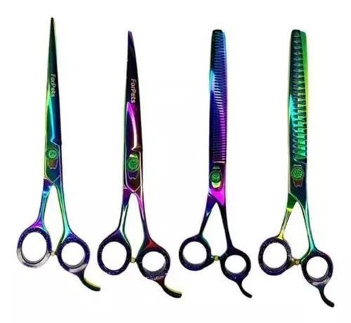 Imagem de Kit 4 Tesouras Profissional 8" - Forpets Multicolor 420C