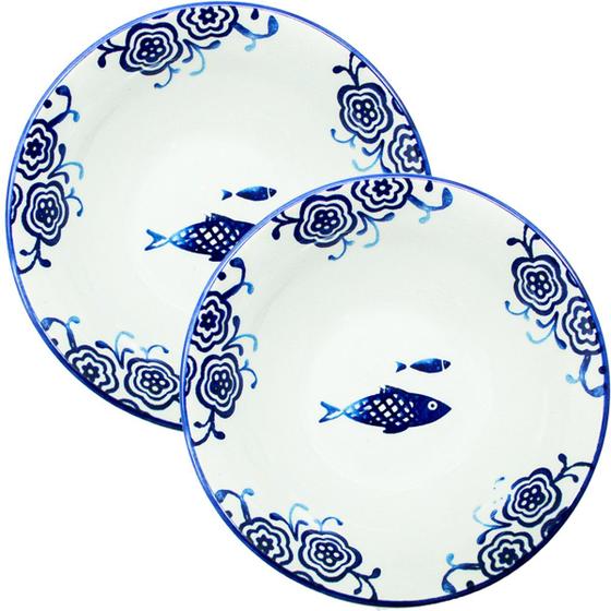 Imagem de Kit 4 Tigela Sobremesa Bowl Peixe Praia Oceano Náutico 300ml