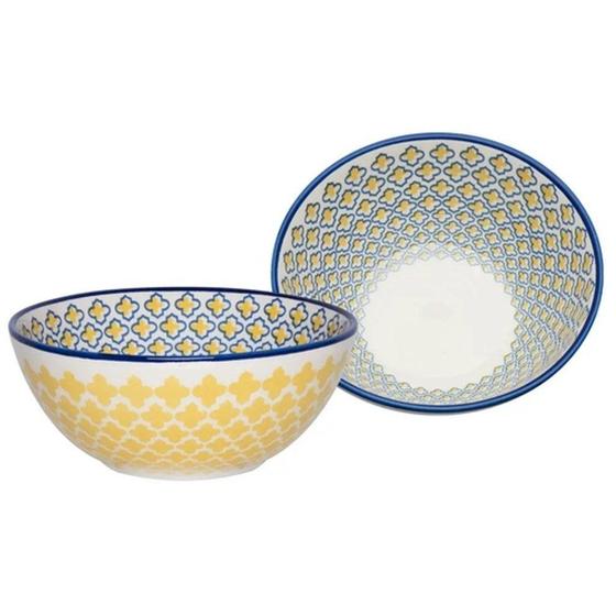 Imagem de Kit 4 Tigelas Bowl Mosaico Amarelo Oxford Cerâmica 600ml