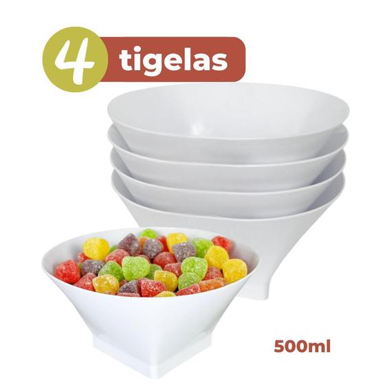 Kit 4 Tigelas Cumbuca 500ml Tigela Para Sobremesa Caldo Petiscos e Saladas Menor preço em Kit 4 Tigelas Cumbuca 500ml Tigela Para Sobremesa Caldo Petiscos e Saladas