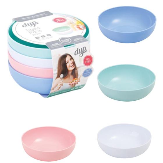 Imagem de KIT 4 Tigelas Paris DUP 250ml Micro-Ondas Lava-Louças Freezer Bpa Free - Azul, Rosa, Verde e Branco