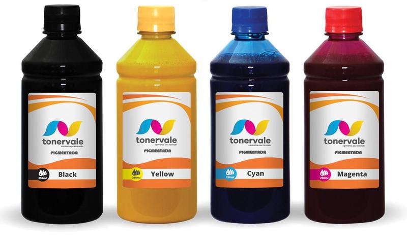 Imagem de Kit 4 Tinta Compatível com HP de 250ml CMYK Pigmentado