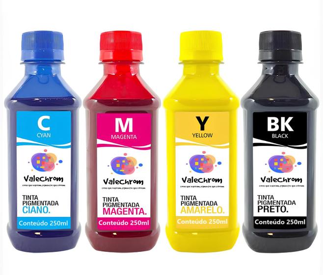 Imagem de Kit 4 Tinta Compatível com HP de 250ml CMYK Pigmentado