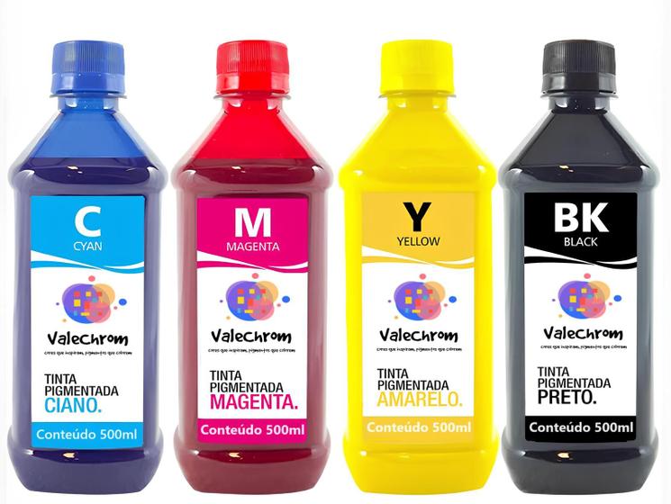 Imagem de Kit 4 Tinta Compatível com HP de 500ml CMYK Pigmentado