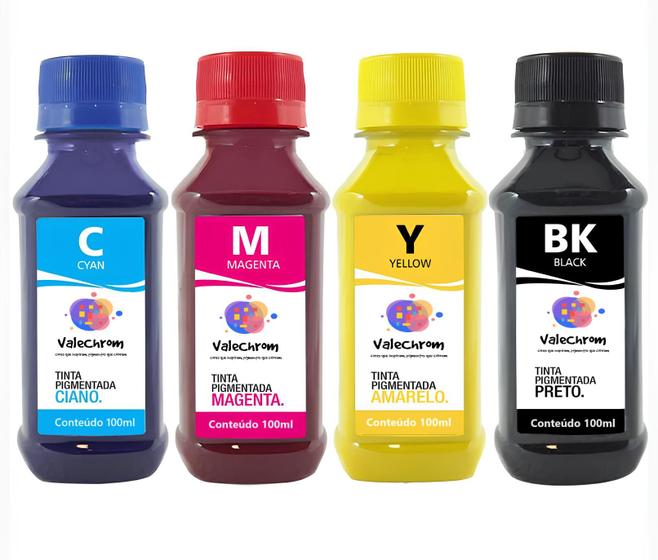 Imagem de Kit 4 Tinta Compatível HP 7510 7100A 932 933 de 100ml CMYK Pigmentado