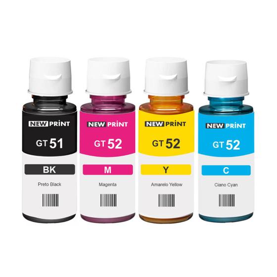 Imagem de Kit 4 Tinta Compatível Para Hp Gt51 Gt53 Gt52 Tanque De Tinta