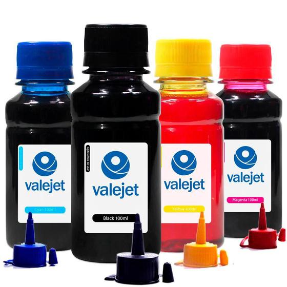 Imagem de Kit 4 Tinta L380 Bulk Ink CMYK 100ml Corante Valejet