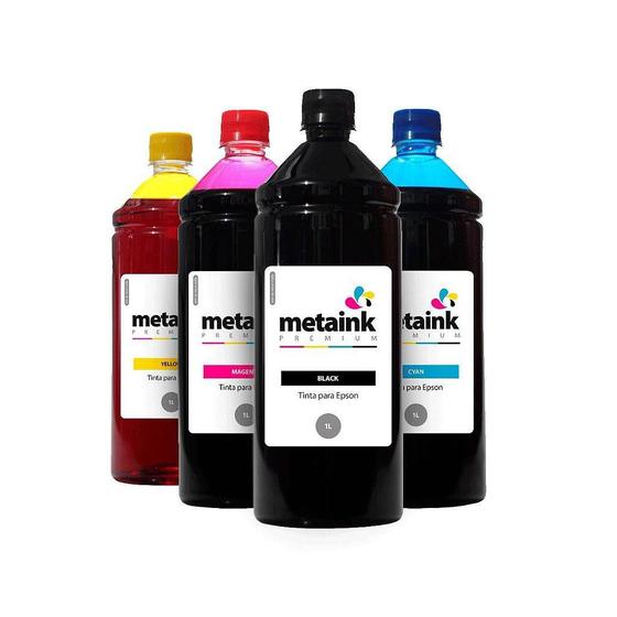 Imagem de Kit 4 Tinta L475 CMYK 1 Litro Corante MetaInk