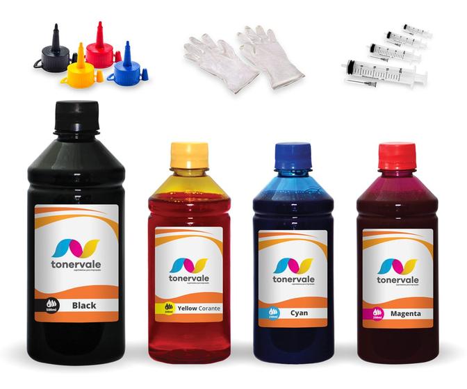 Imagem de Kit 4 Tinta Para HP 4615 670xl 500ml Black e 250ml Color Linha Platinum