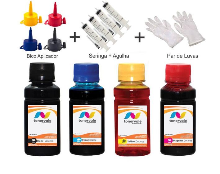 Imagem de Kit 4 Tinta Para HP Ink Tank 412 GT51 GT52 e GT53 100ml Linha Platinum