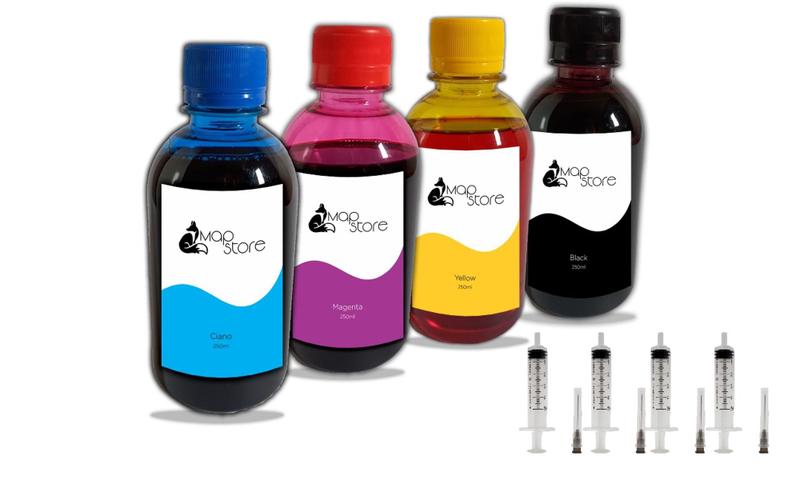 Kit 4 Tintas Compatíveis Epson L3250 250ml -Map Color Menor preço em Kit 4 Tintas Compatíveis Epson L3250 250ml -Map Color