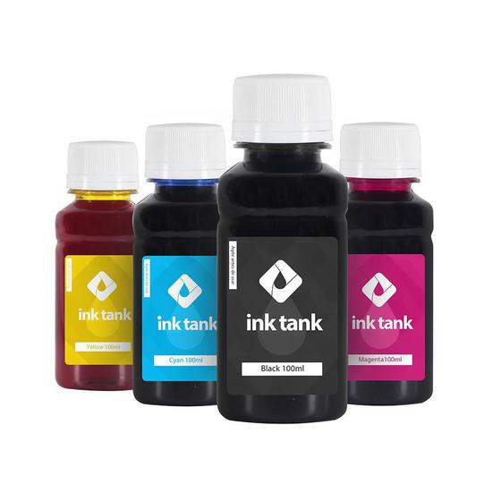 Imagem de Kit 4 tintas para  664 black pigmentada e colorida corante ink tank 100 ml - ink tank