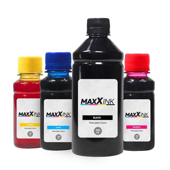 Imagem de Kit 4 Tintas para Canon G4111 Black 500ml Coloridas 100ml Maxx Ink
