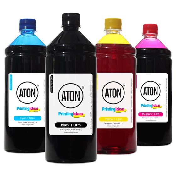Kit 4 Tintas para Cartucho 210 211 CMYK 1 Litro Aton Menor preço em Kit 4 Tintas para Cartucho 210 211 CMYK 1 Litro Aton
