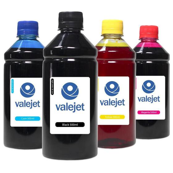 Kit 4 Tintas para Cartucho 27 28 CMYK 500ml Valejet Menor preço em Kit 4 Tintas para Cartucho 27 28 CMYK 500ml Valejet