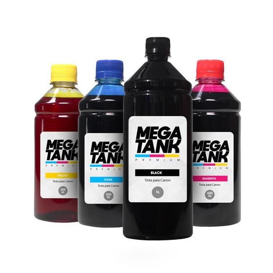 Imagem de Kit 4 Tintas para  G4110 Black 1 Litro Coloridas 500ml Mega Tank