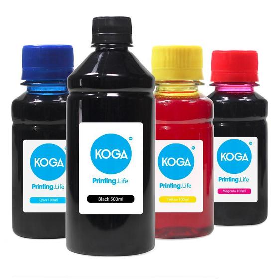 Imagem de Kit 4 Tintas para  G4110 Black 500ml Coloridas 100ml Koga