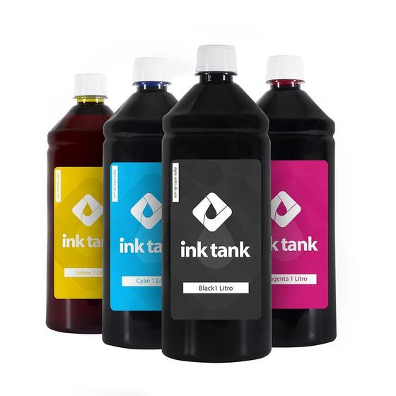 Imagem de Kit 4 Tintas para L3110 Black Pigmentada e Coloridas Corante Bulk Ink 1 Litro - Ink Tank