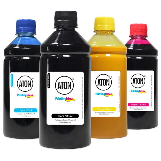 Imagem de Kit 4 Tintas para  Universal CMYK 500ml Pigmentada Aton