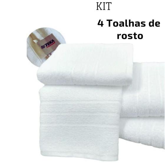 Imagem de KIT 4 TOALHA DE ROSTO - TEKA DALLAS FELPUDA 45x80 - Branco