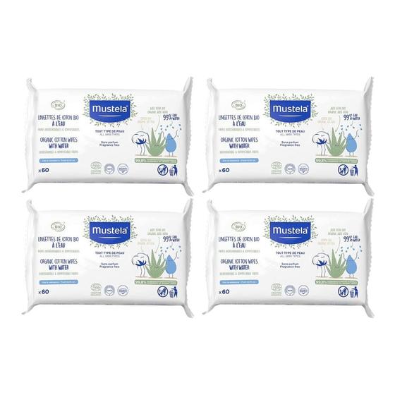 Imagem de Kit 4 Toalhas de Algodão Bio Mustela 60 Unidades