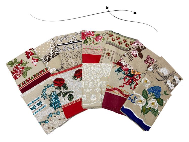 Imagem de Kit 4 Toalhas de mesa 6 lugares Tecido Linhão Retangular 2,20 m x 1,45m (4 Estampas sortidas)