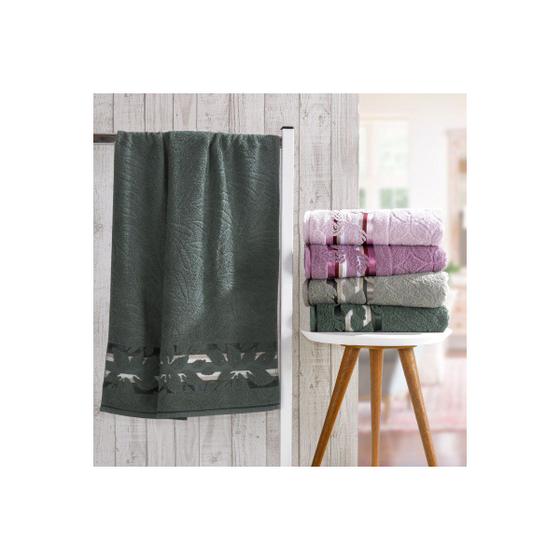 Imagem de Kit 4 Toalhas De Toalha Rosto Corpo Jacquard Fio Retorcido Verde Musgo - Bene Casa