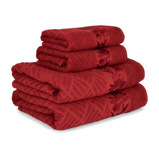 Kit 4 Toalhas Olympia 2 Banho + 2 Rosto 100 Algodão Macias e Super Absorventes CorVerde Heron
