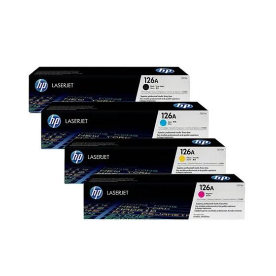 Kit 4 Toner 126A CE310A CE311A CE312A CE313A CMYK CP1025 M175 M275 Menor preço em Kit 4 Toner 126A CE310A CE311A CE312A CE313A CMYK CP1025 M175 M275