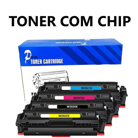 Imagem de Kit 4 Toner Compatível 414x W2020 W2021 W2022 W2023 P/ Hp M454DW M454DN M479FDW M479DW M479FDN  Com Chip