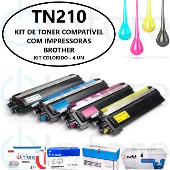 Imagem de Kit 4 Toner TN210 Para Hl 8070 Hl8070 Hl 3040cn Hl3040cn 3040cn Hl3040 Compatível