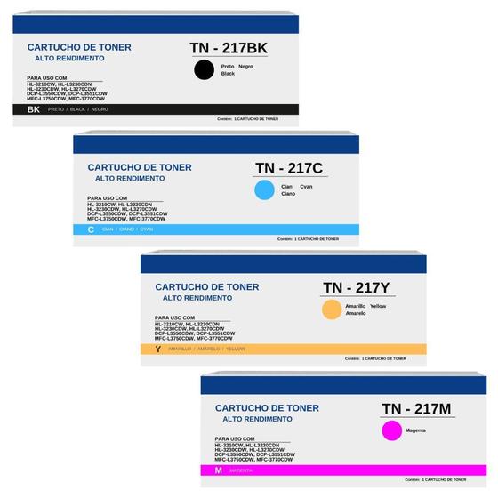 Kit 4 Toner TN217 L3750CDW HLL3210CW DCP-L3551CDW Origin Menor preço em Kit 4 Toner TN217 L3750CDW HLL3210CW DCP-L3551CDW Origin