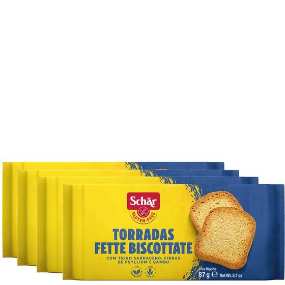 Imagem de Kit 4 Torradas Fette Biscottate Schar com Fibras 87g