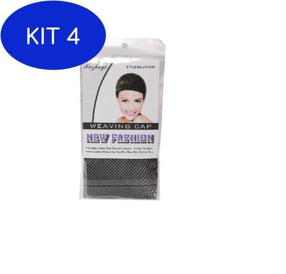 Imagem de Kit 4 Touca Wig Cap Preta Rede Para Colocar Por Baixo Da Peruca